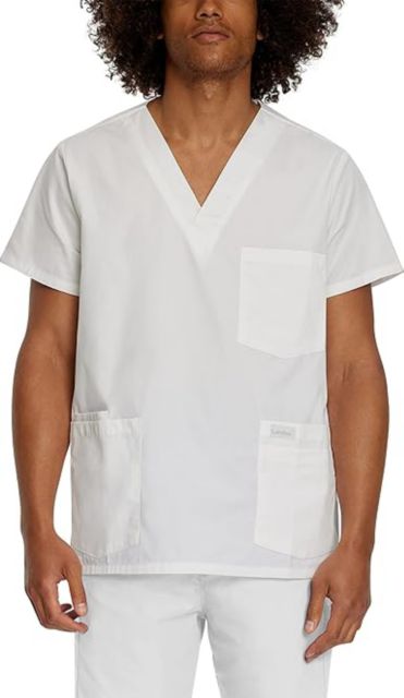 MENS 5 POCKET SCRUB WHITE LGE