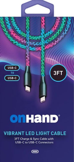 OnHand Vibrant LED Light Charge & Sync Cable, - ONLINE ONLY
