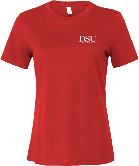 Delaware State Bella + Canvas Womens Relaxed Cotton T Shirt DSU Academic Without Flags - ONLINE ONLY