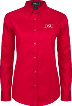 Delaware State Womens Twill Button Down Long Sleeve  DSU Academic Without Flags - ONLINE ONLY