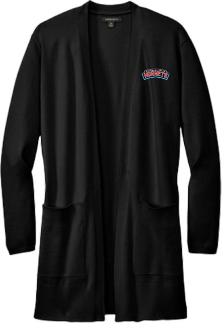 Delaware State Mercer + Mettle Womens Open Front Cardigan Sweater Delaware State Primary Athletic Wordmark - ONLINE ONLY