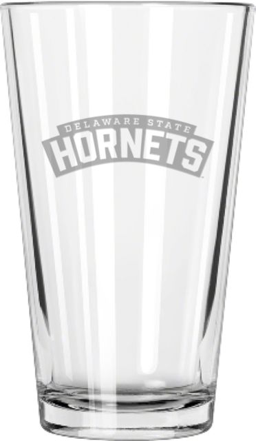 Delaware State Libbey Pint Glass 16oz Delaware State Primary Athletic Wordmark Engraved - ONLINE ONLY