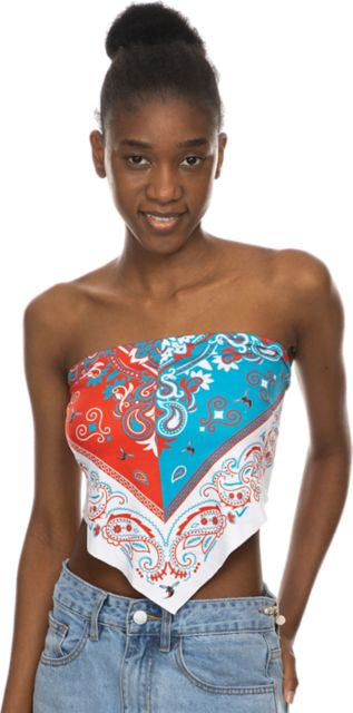 Delaware State University Women's Paisley Tie Back Top