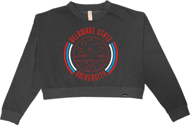 Delaware State University Women's Pigment Dyed Crop Fleece Crew - ONLINE ONLY